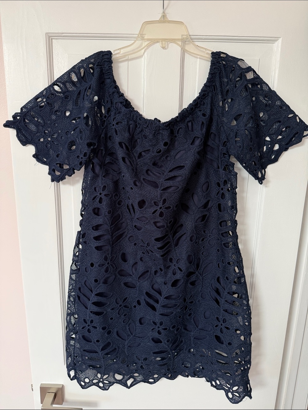 Navy Eyelet Dress
